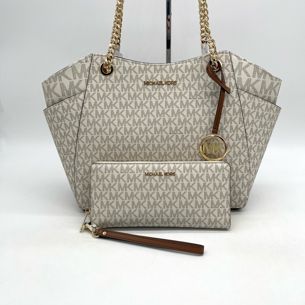 Michael Kors Large Chain Shoulder Tote Bag & Continental Wallet Wristlet